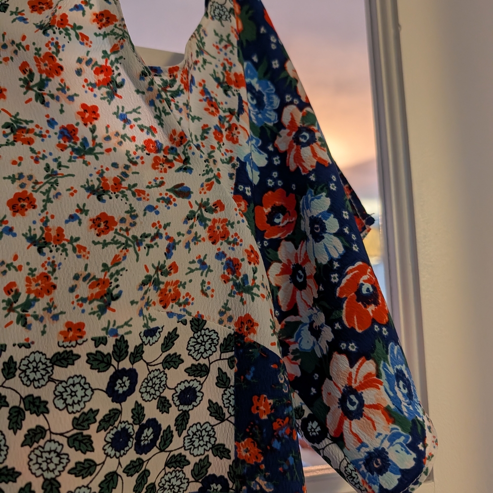 C Floral Patchwork Cold-Shoulder Midi Dress - Picture 3 of 6